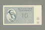 Theresienstadt ghetto-labor camp scrip, 10 kronen note, belonging to a German Jewish woman
