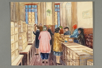2018.426.21 front
Watercolor painting of women collecting Red Cross packages acquired by an American internee

Click to enlarge