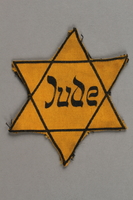 2018.427.4 front
Factory-printed Star of David badge printed with Jude, belonging to a German Jewish prisoner

Click to enlarge