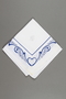 Napkins with blue scrollwork design and Hedwig Sanders Neu's initials that survived Kristallnacht