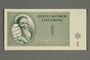 Theresienstadt ghetto-labor camp scrip, 1 krone note, acquired by Marietta Gruenbaum