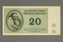 Theresienstadt ghetto-labor camp scrip, 20 kronen note, acquired by Marietta Gruenbaum