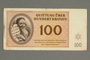 Theresienstadt ghetto-labor camp scrip, 100 kronen note, acquired by Marietta Gruenbaum