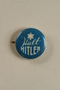 Halt Hitler blue and white ant-Nazi propaganda pin with a Star of David
