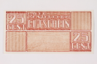 1988.64.8.29 front
Westerbork transit camp voucher, 25 cent note

Click to enlarge