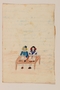 Color drawing of a two girls seated at the same desk created by a former hidden child