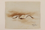 Brown hued watercolor of two tents in a desert windstorm created by a Jewish soldier, 2nd Polish Corps