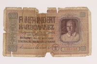 2012.471.174 front
Occupation currency note, 500 Karbowanez, acquired by Jewish soldier, 2nd Polish Corps

Click to enlarge