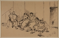 1988.1.17 front
Drawing of people sitting on a bench by a German Jewish internee

Click to enlarge