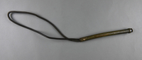 2012.375.2 back
Looped metal whip that may have been used at Auschwitz given to a Ukrainian journalist covering the Nuremberg Trials

Click to enlarge