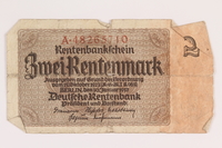 2013.442.28 front
Nazi Germany, 2 Rentenmark note acquired by a US soldier

Click to enlarge