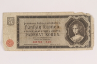 2013.442.33 front
Germany, occupation currency, 50 crowns, issued in the Protectorate of Bohemia and Moravia acquired by a US soldier

Click to enlarge