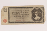 2013.442.34 front
Germany, occupation currency, 50 crowns, issued in the Protectorate of Bohemia and Moravia acquired by a US soldier

Click to enlarge