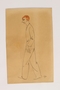 Caricature of a red haired man walking by an inmate of Theresienstadt