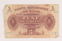 Allied Military Authority currency, 5 schilling, for use in Austria inscribed by an American soldier