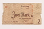 Łódź ghetto scrip, 2 mark note, acquired by a Polish Jewish survivor