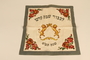 Challah cover with a handpainted crest of lions with a crown with a Star of David created by a Jewish Polish refugee in Bergen-Belsen DP camp